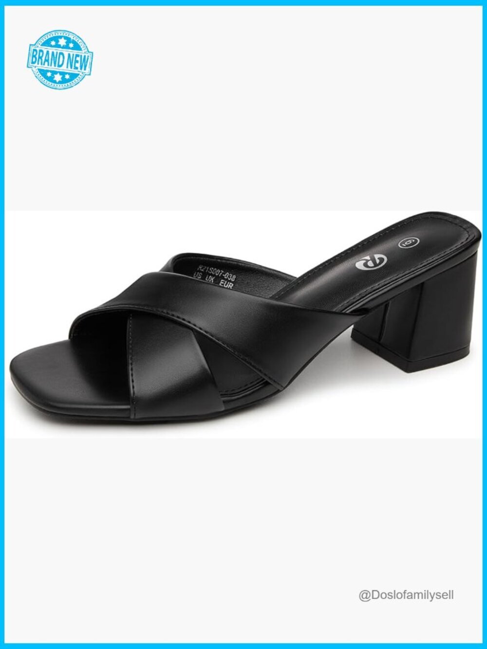 Square Open Toe Block Heel Sandals Cross Strap Slip On Mules 2.5 Inch Chunky